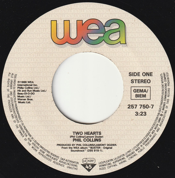 Phil Collins - Two Hearts | WEA (257 750-7) - 3