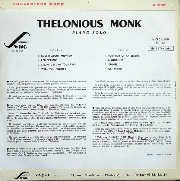 Thelonious Monk - Piano Solo | Swing (M. 33.342) - 2 Thelonious Monk - Piano Solo | Swing (M. 33.342) - 2