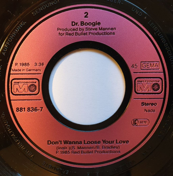 Dr. Boogie - Don't Wanna Lose Your Love | Metronome (881 836-7) - 4