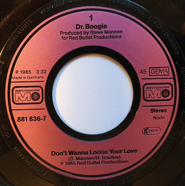 Dr. Boogie - Don't Wanna Lose Your Love | Metronome (881 836-7) - 3