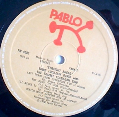 Eddie "Lockjaw" Davis With Tommy Flanagan Trio - Straight Ahead | Pablo Records (PN 4006) - 4 Eddie "Lockjaw" Davis With Tommy Flanagan Trio - Straight Ahead | Pablo Records (PN 4006) - 4