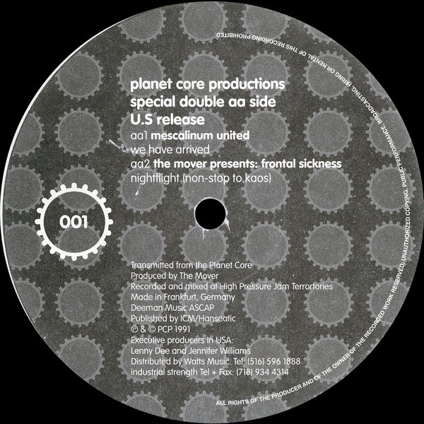 Mescalinum United / The Mover - Planet Core Productions Special Double AA Side | Industrial Strength Records (IS001) - main Mescalinum United / The Mover - Planet Core Productions Special Double AA Side | Industrial Strength Records (IS001) - main