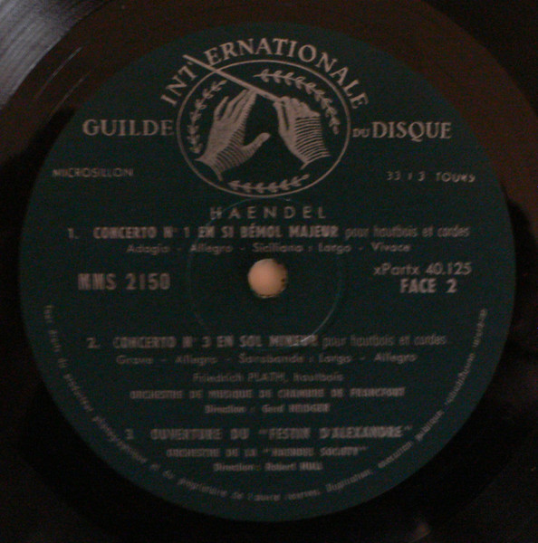 Georg Friedrich Händel , Friedrich Plath , Frankfurt Chamber Orchestra , Gerd Heidger - Musique Pour Un Feu D'Artifice Royal | Guilde Internationale Du Disque (MMS-2150) - 4