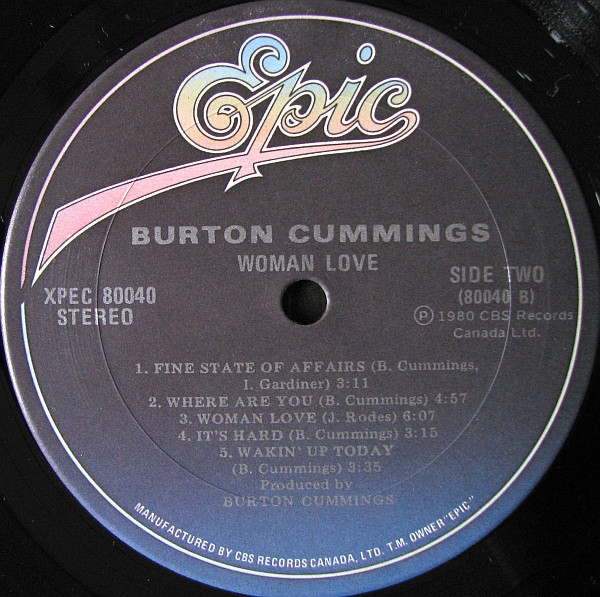 Burton Cummings - Woman Love | Epic (XPEC 80040) - 4 Burton Cummings - Woman Love | Epic (XPEC 80040) - 4
