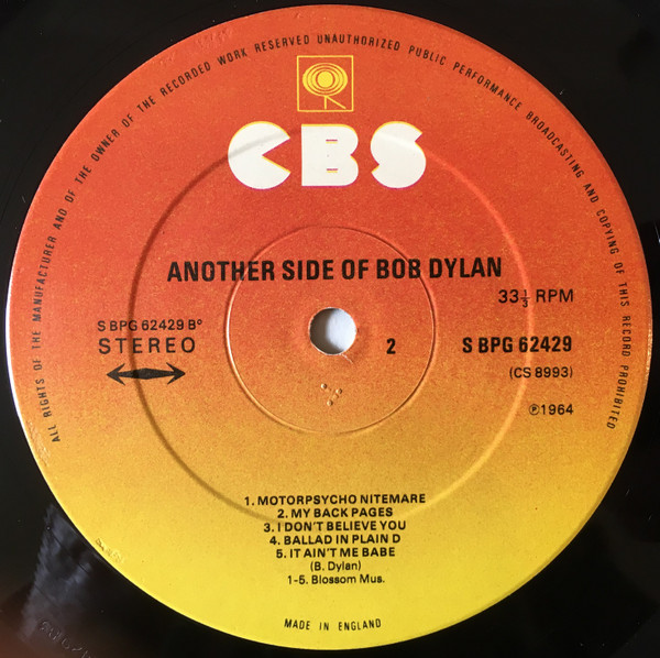 Bob Dylan - Another Side Of Bob Dylan | CBS (SBPG 62429) - 4