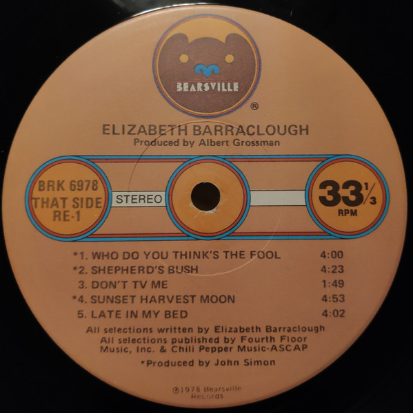 Elizabeth Barraclough - Elizabeth Barraclough | Bearsville (BRK 6978) - 4 Elizabeth Barraclough - Elizabeth Barraclough | Bearsville (BRK 6978) - 4