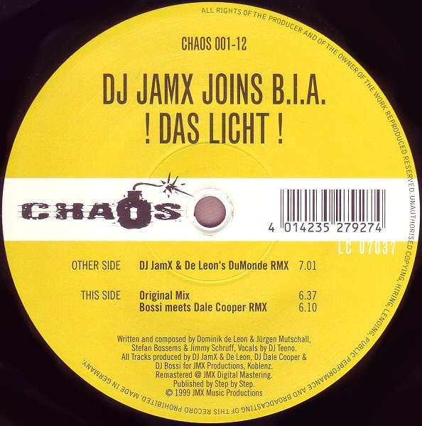 DJ JamX Joins B.I.A. - ! Das Licht ! | Chaos Records (CHAOS 001-12) - main