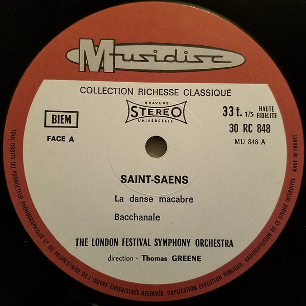 Camille Saint-Saëns / Albert W. Ketelbey / Paul Dukas / Aram Khatchaturian – The London Festival Symphony Orchestra , Thomas Greene - La Danse Macabre / Bacchanale / Sur Un Marché Persan / L' Apprenti Sorcier / La Danse Du Sabre | Musidisc (30 RC 848) - 3