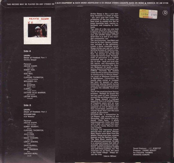 Archie Shepp - Pitchin Can | America Records (30 AM 6106) - 2 Archie Shepp - Pitchin Can | America Records (30 AM 6106) - 2