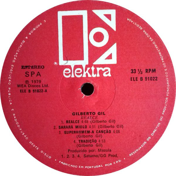 Gilberto Gil - Realce | Elektra (ELE B 91022) - 4