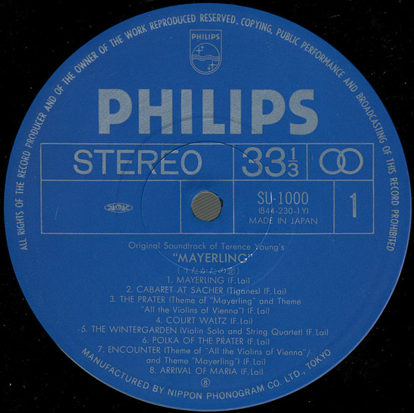 Francis Lai - Original Soundtrack of Terence Young's "Mayerling" | Philips (SU-1000) - 4