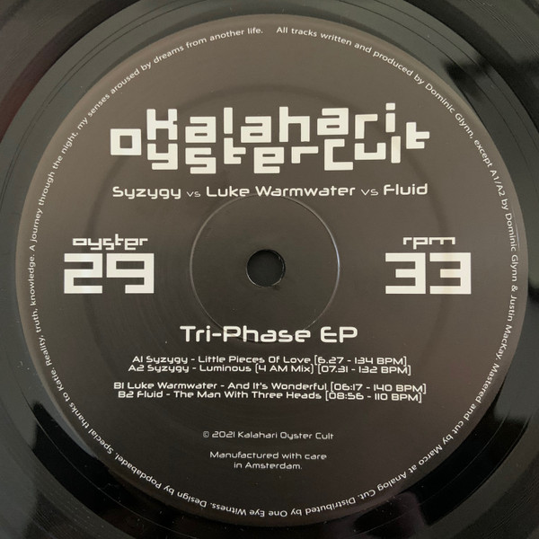 Syzygy Vs Luke Warmwater Vs Fluid - Tri-Phase EP | Kalahari Oyster Cult (OYSTER29R)