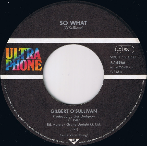 Gilbert O'Sullivan - So What | Ultraphone (6.14966) - 3