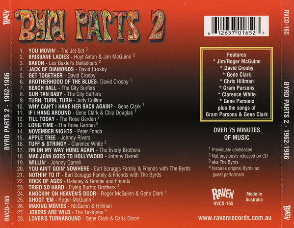 Various - Byrd Parts 2 (More Oddities, Curios, Rarities & Essentials By Members Of The Byrds, Alone And Together - 1962-1986) CD | Raven Records (RVCD-165) - 2