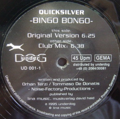 DJ Quicksilver - Bingo Bongo | Underdog (UD 001-1) - 2