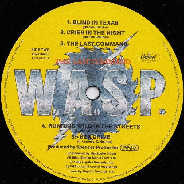 W.A.S.P. - The Last Command | Capitol Records (EJ 24 0429 1) - 4 W.A.S.P. - The Last Command | Capitol Records (EJ 24 0429 1) - 4