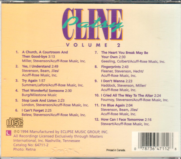 Patsy Cline - Volume 2 | Eclipse Music Group (64711-2) - 2