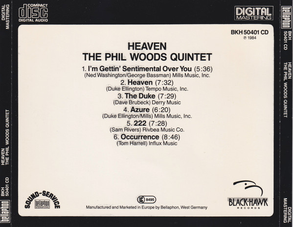 The Phil Woods Quintet - Heaven | BlackHawk Records (BKH 50401 CD) - 4