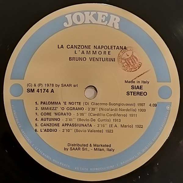 Bruno Venturini - La Canzone Napoletana: L'Ammore | Joker (SM 4174) - 3 Bruno Venturini - La Canzone Napoletana: L'Ammore | Joker (SM 4174) - 3