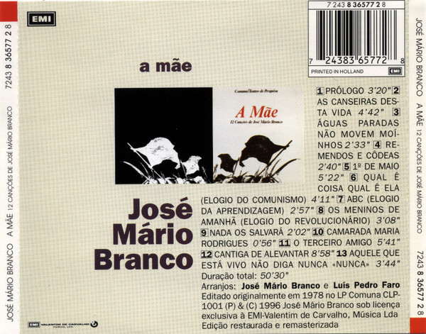 José Mário Branco - A Mãe | EMI (7243 8 36577 2 8) - 2 José Mário Branco - A Mãe | EMI (7243 8 36577 2 8) - 2
