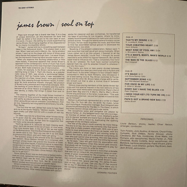 James Brown With Oliver Nelson Conducting Louie Bellson Orchestra - Soul On Top | Verve Records (B0036053-01) - 2 James Brown With Oliver Nelson Conducting Louie Bellson Orchestra - Soul On Top | Verve Records (B0036053-01) - 2