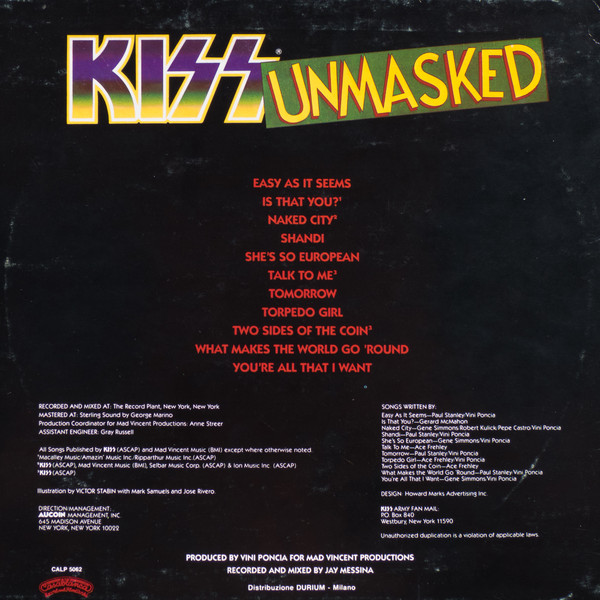 Kiss - Unmasked | Casablanca (CALP 5062) - 2