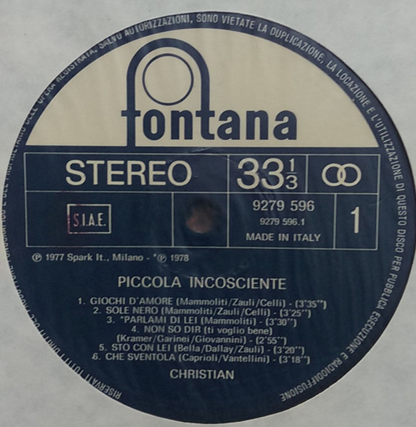 Christian - Piccola Incosciente | Fontana (9279 596) - 2