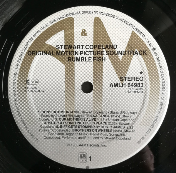 Stewart Copeland - Rumble Fish (The Original Motion Picture Soundtrack) | A&M Records (AMLH 64983) - 4