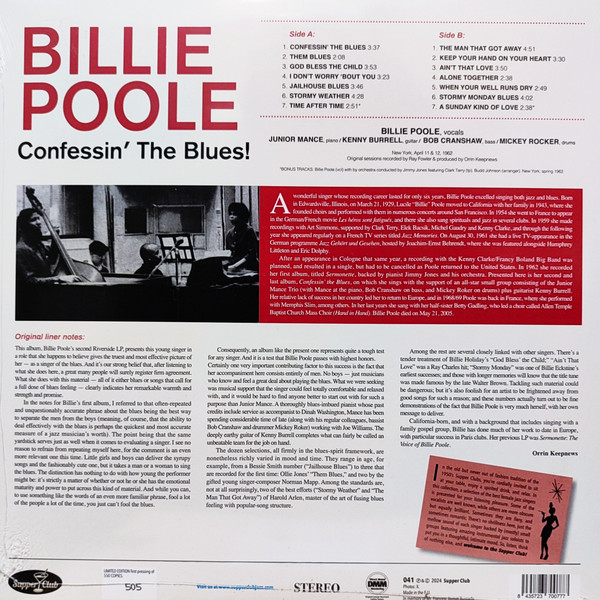 Billie Poole With Junior Mance Trio And Kenny Burrell - Confessin' The Blues | Supper Club (041) - 2 Billie Poole With Junior Mance Trio And Kenny Burrell - Confessin' The Blues | Supper Club (041) - 2
