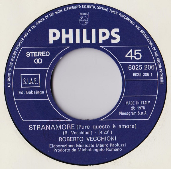 Roberto Vecchioni - Stranamore (Pure Questo È Amore) | Philips (6025 206) - 3