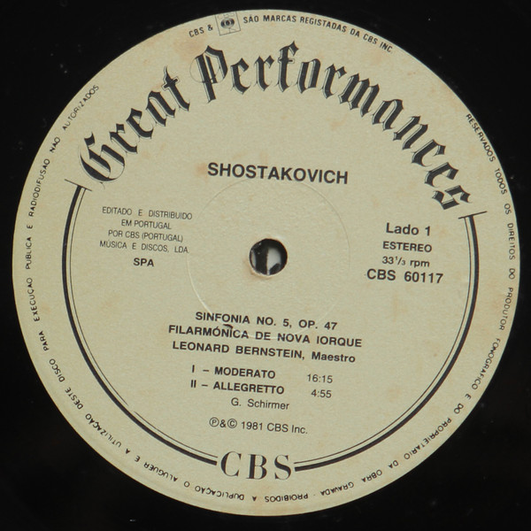 Dmitri Shostakovich , Leonard Bernstein , New York Philharmonic - Shostakovich 5th Symphony | CBS (60117) - 3 Dmitri Shostakovich , Leonard Bernstein , New York Philharmonic - Shostakovich 5th Symphony | CBS (60117) - 3