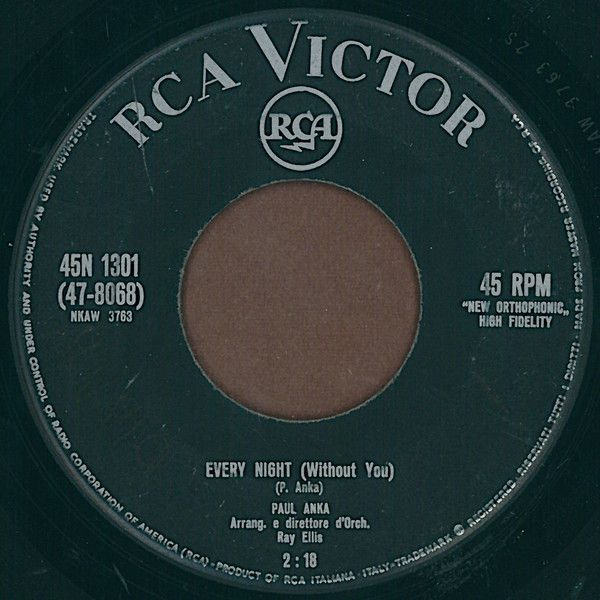 Paul Anka - Every Night / There You Go | RCA Victor (45N - 1301) - 3
