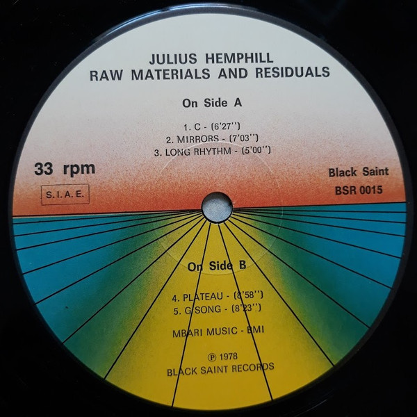 Julius Hemphill With Abdul Wadud And Famoudou Don Moye - Raw Materials And Residuals | Black Saint (BSR 0015) - 4 Julius Hemphill With Abdul Wadud And Famoudou Don Moye - Raw Materials And Residuals | Black Saint (BSR 0015) - 4