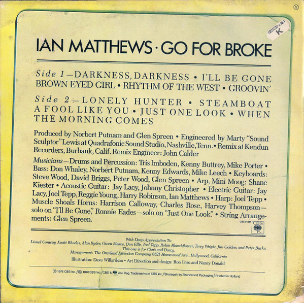 Iain Matthews - Go For Broke | CBS (CBS 81316) - 2