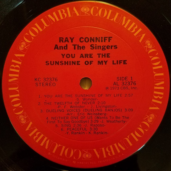 Ray Conniff And The Singers - You Are The Sunshine Of My Life | Columbia (KC 32376) - 3