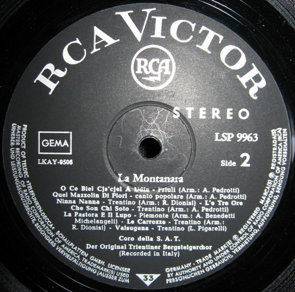Coro Della S.A.T. - La Montanara | RCA Victor (LSP 9963) - 4 Coro Della S.A.T. - La Montanara | RCA Victor (LSP 9963) - 4