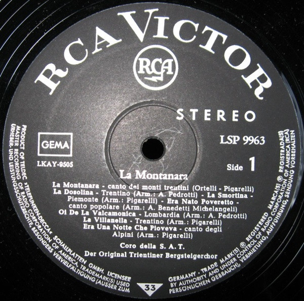 Coro Della S.A.T. - La Montanara | RCA Victor (LSP 9963) - 3 Coro Della S.A.T. - La Montanara | RCA Victor (LSP 9963) - 3