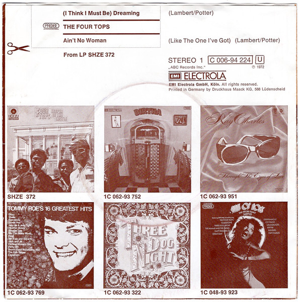 Four Tops - (I Think I Must Be) Dreaming / Ain't No Woman (Like The One I've Got) | Probe (1C 006-94 224) - 3