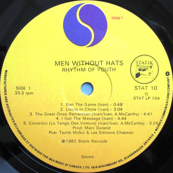 Men Without Hats - Rhythm Of Youth [Vinyl] | Sire (STAT 10) - 3