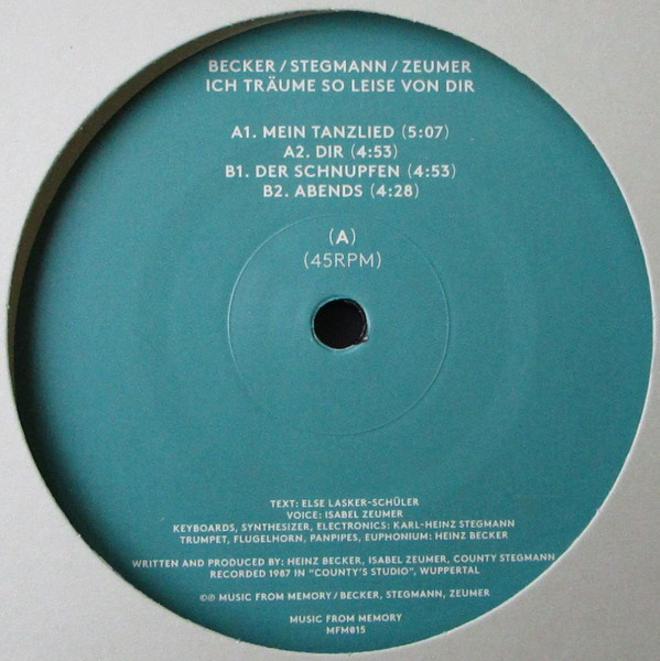 Heinz Becker / Karl-Heinz Stegmann / Isabel Zeumer - Ich Träume So Leise Von Dir | Music From Memory (MFM015) - main