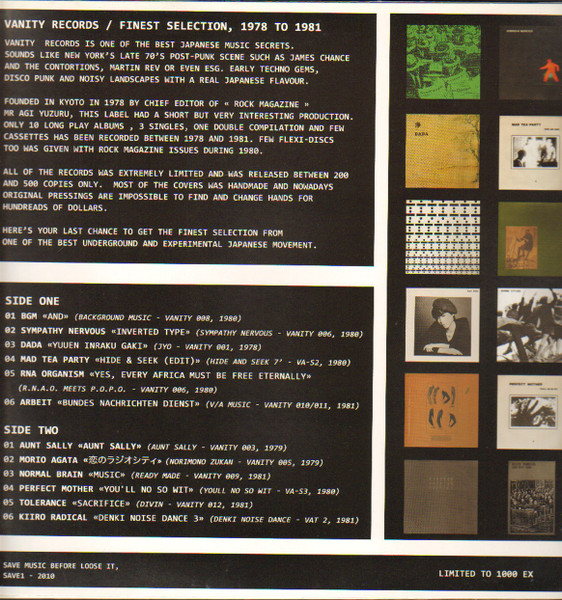 Various - Vanity / Finest Selection 1978-81 | Save Music Before Loose It (Save1) - 2 Various - Vanity / Finest Selection 1978-81 | Save Music Before Loose It (Save1) - 2