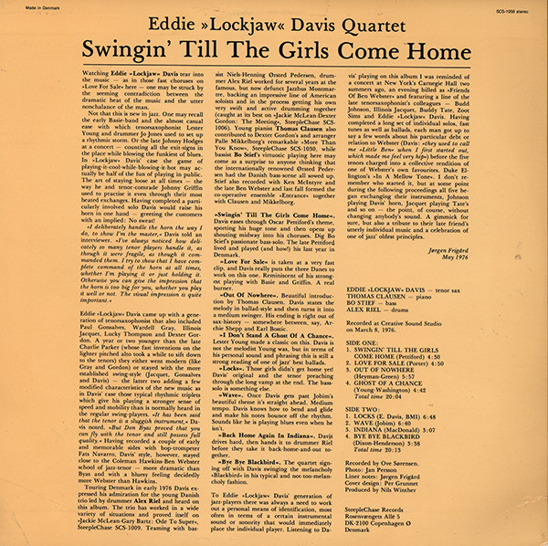 Eddie Lockjaw Davis Quartet - Swingin' Till The Girls Come Home | SteepleChase (SCS 1058) - 2 Eddie Lockjaw Davis Quartet - Swingin' Till The Girls Come Home | SteepleChase (SCS 1058) - 2