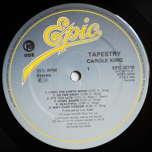 Carole King - Tapestry | Epic (EPC 32110) - 3