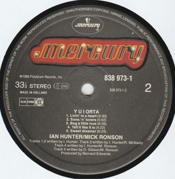 Ian Hunter / Mick Ronson - Y U I Orta | Mercury (838 973-1) - 4