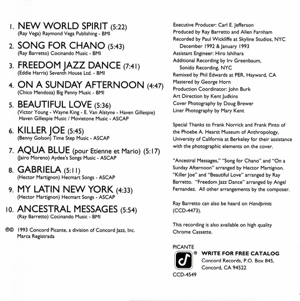 Ray Barretto & New World Spirit - Ancestral Messages | Concord Jazz Picante (CCD-4549) - 3