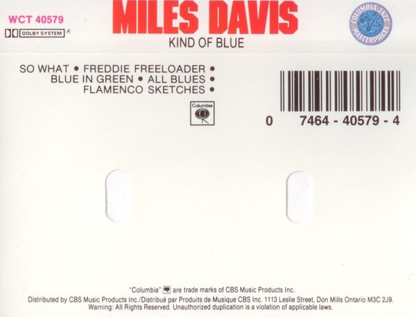 Miles Davis - Kind Of Blue [Cassette] | Columbia (WCT 40579) - 3