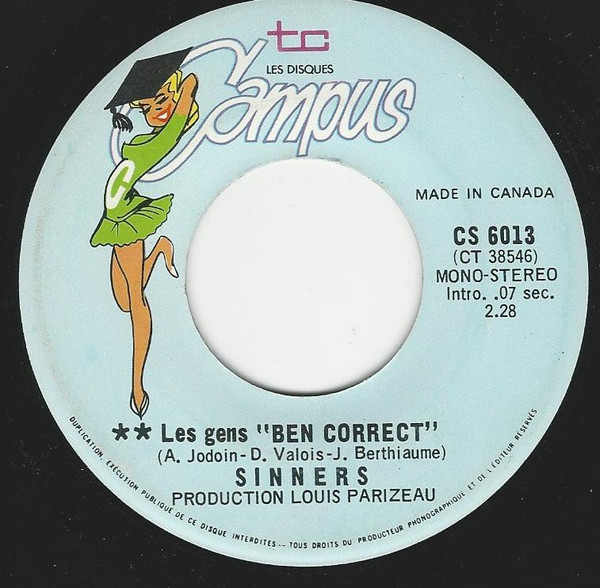 Les Sinners - Les Gens "Ben Correct" | Les Disques Campus (CS 6013) - 3