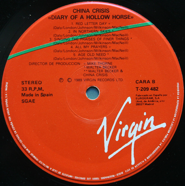 China Crisis - Diary Of A Hollow Horse | Virgin (T-209 482) - 4