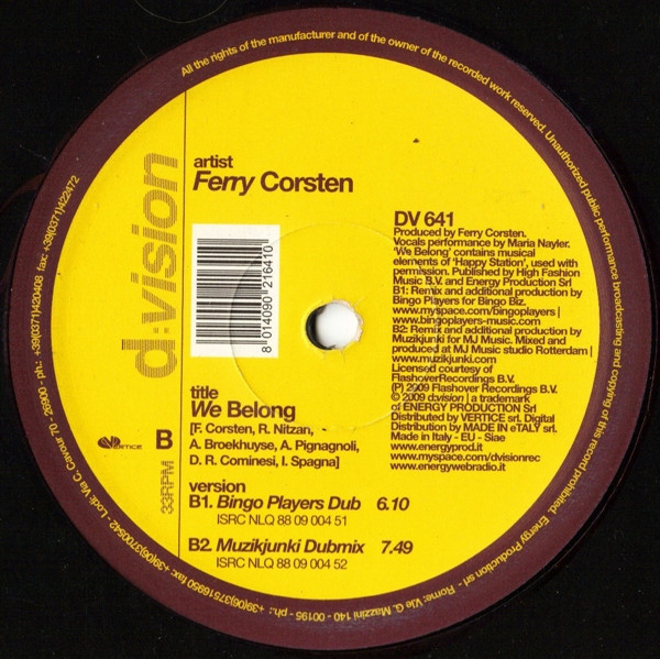 Ferry Corsten - We Belong | D:vision Records (DV 641) - 2