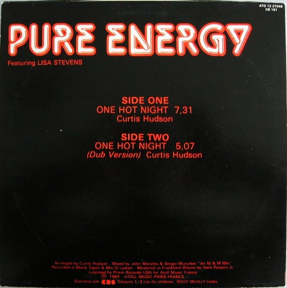 Pure Energy Featuring Lisa Stevens - One Hot Night | Jonathan (ATO 12 27046) - 2